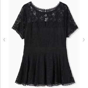 Torrid Black Lace Peplum Blouse - new w/ tags!